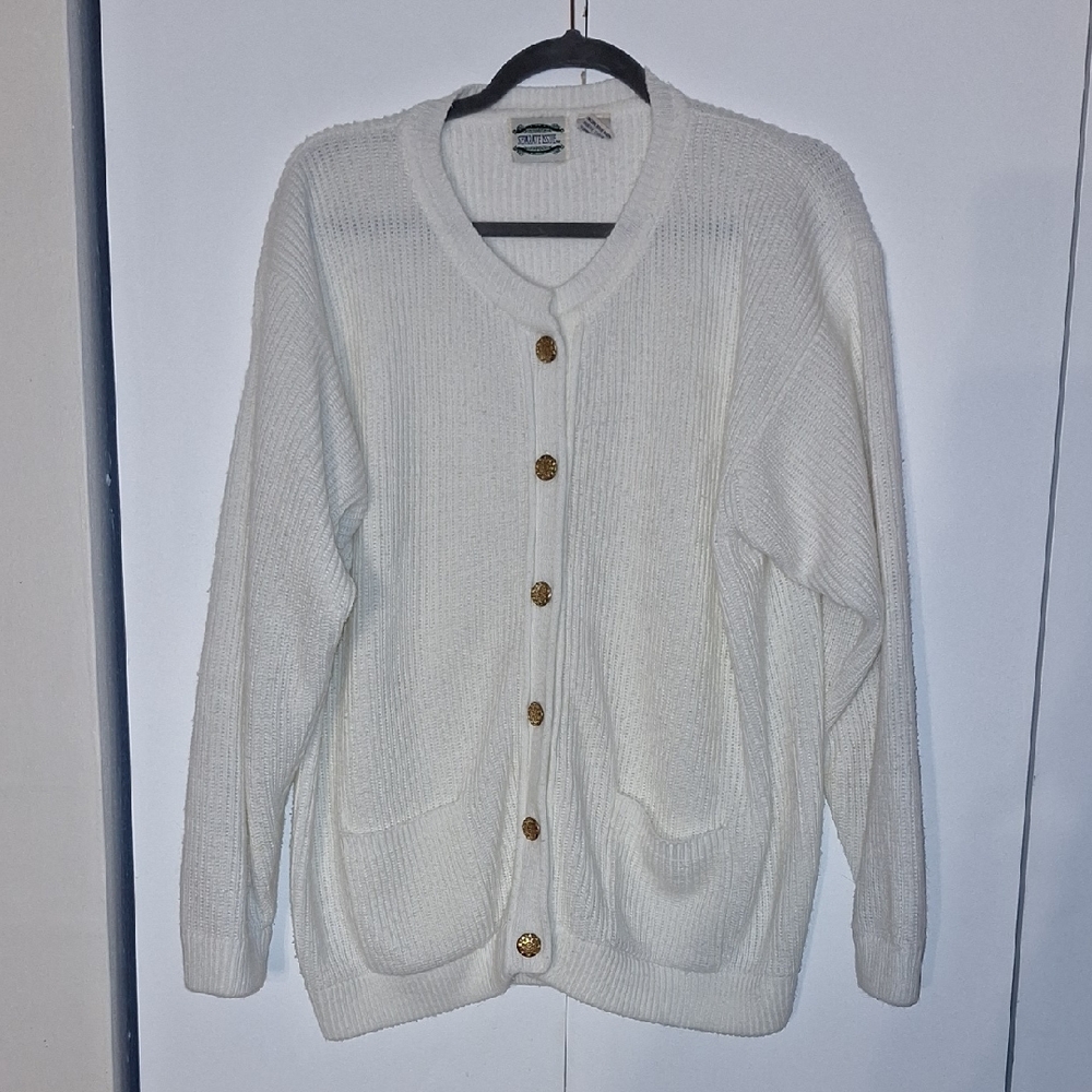Elegant White Button-Up Cardigan
